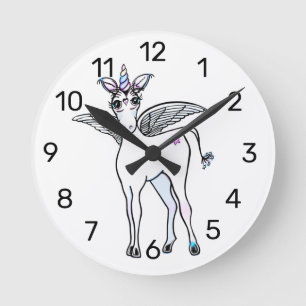 Magical winged Unicorn Round Clock