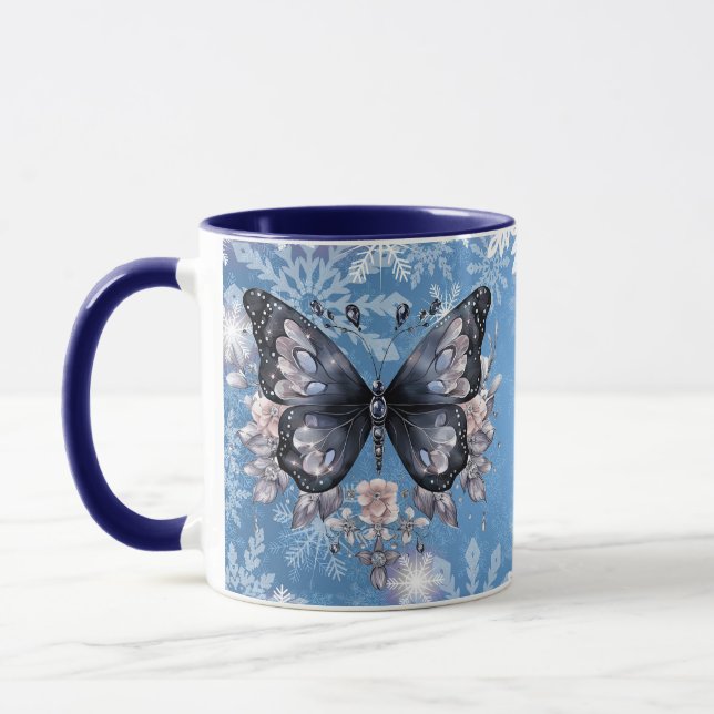 Magical Winter Butterfly with Snowflakes Mug (Left)