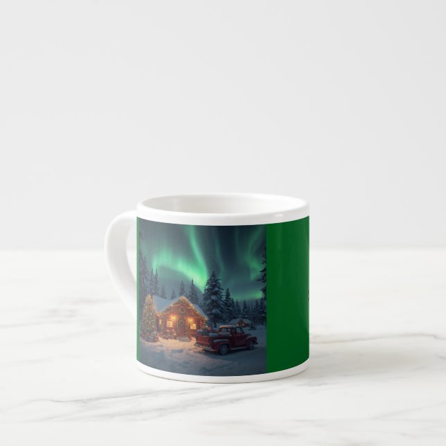 Magical Winter Cabin Christmas Espresso Cup (Front Left)