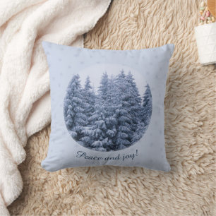 Magical winter forest -  blue, custom  cushion
