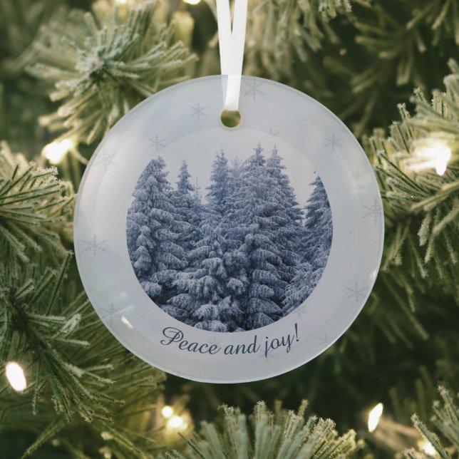 Magical winter forest -  blue, custom  glass tree decoration (Insitu)