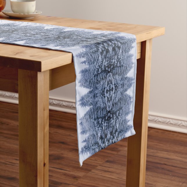 Magical winter forest - blue,  season  short table runner (In Situ)