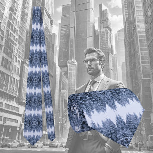 Magical winter forest - blue,  season  tie