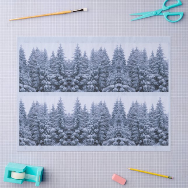 Magical winter forest - blue, tissue paper (Craft)