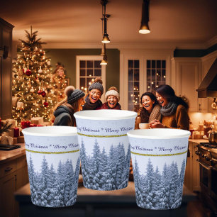 Magical winter forest - festive custom paper cups