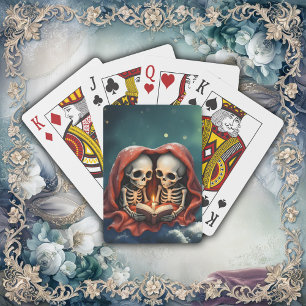 Magical winter moments, two skeletons playing cards