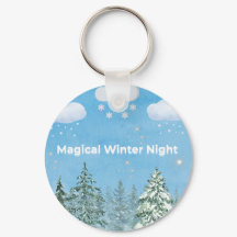 "Magical Winter Nights: Snow-Covered Trees & Shini