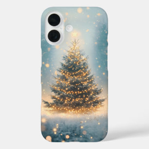 Magical Winter Snowy Forest Christmas Tree iPhone 16 Case
