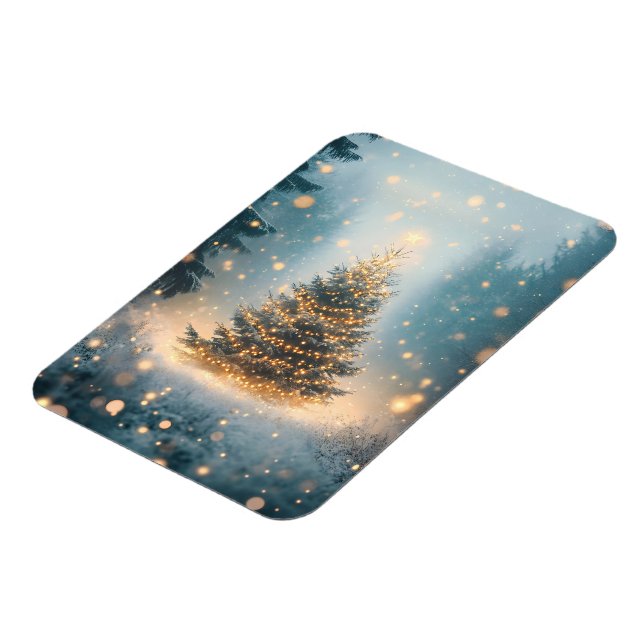 Magical Winter Snowy Forest Christmas Tree Magnet (Left Side)