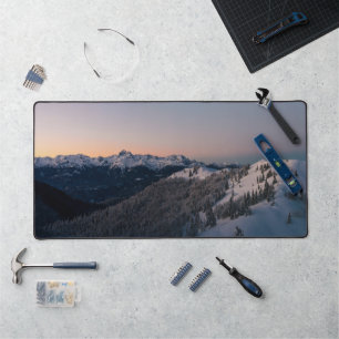 Magical winter sunset with mountain Triglav Desk Mat