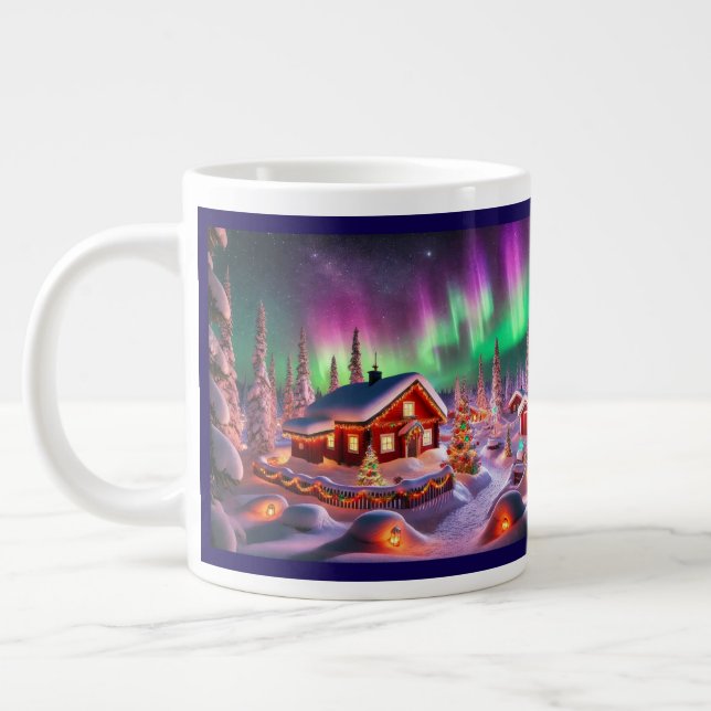 Magical Winter Wonderland: Santa's Village Large Coffee Mug (Left)