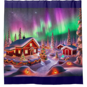 Magical Winter Wonderland: Santa's Village Shower Curtain