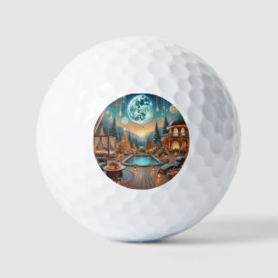 Magical Winter Wonderland Under a Glowing Moon Golf Balls