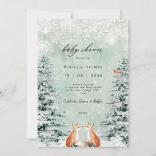 magical winter woodland fox baby shower Invitation