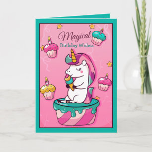 Magical Wish Unicorn   Birthday Card For Girls