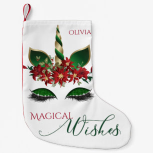 Magical Wishes Holiday Festive Unicorn Small Christmas Stocking