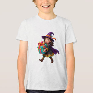 Magical Witch Delivering Gifts Halloween Fantasy Tri-Blend Shirt
