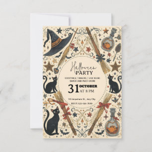 Magical Witch Halloween Party Invitation– Editable Invitation