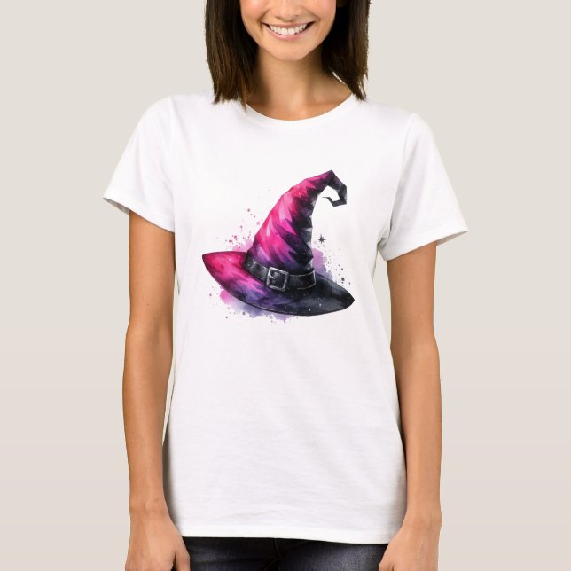 Magical Witch Hat Pink Designs  T-Shirt (Front)