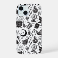 Magical Witch Whimsical Wiccan Pagan Black & White