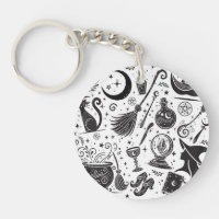 Magical Witch Whimsical Wiccan Pagan Black & White