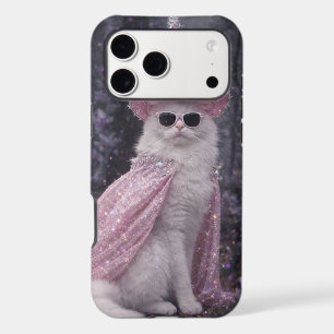 Magical Wizard Cat in Sparkly Pink Cape and Hat   