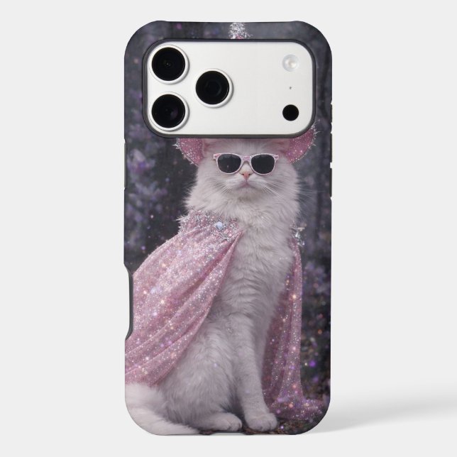 Magical Wizard Cat in Sparkly Pink Cape and Hat    (Back)