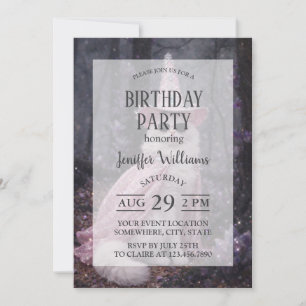 Magical Wizard Cat in Sparkly Pink Cape and Hat Invitation