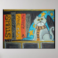 Magical Wizard Folk Art Cat Epic Painting 