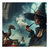 Magical Wizard Sorceress Dragon Fantasy Art