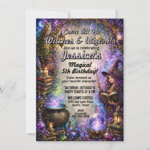 Magical Wizards and Witches Birthday Card