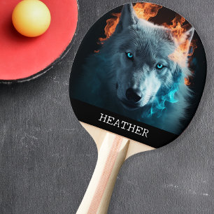 Magical Wolf Fantasy Monogram  Ping Pong Paddle