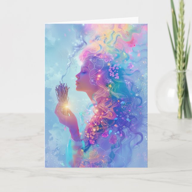 *~* Magical Woman Smudge SC4 Esoteric BLANK  Thank You Card (Front)
