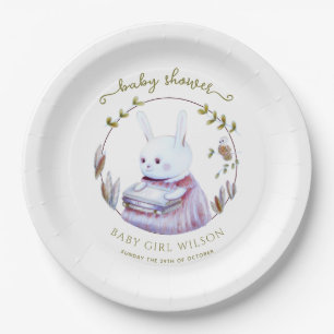 Magical Woodland Books Bunny Girl Baby Shower Paper Plate