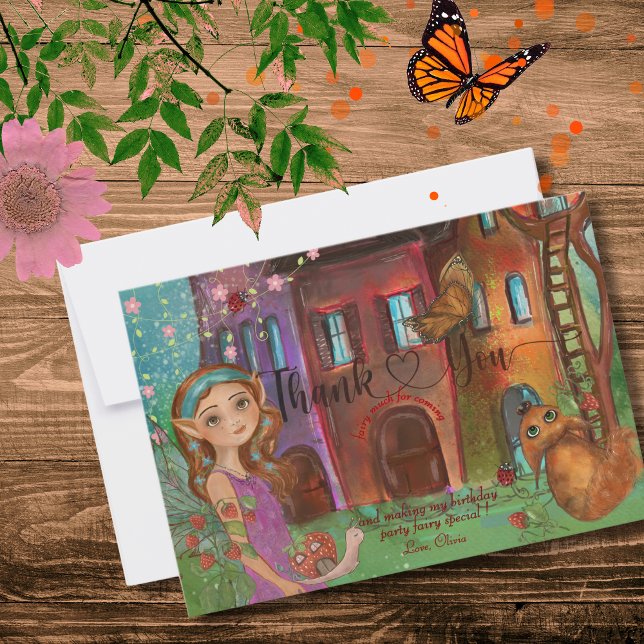 Magical Woodland Fairy 1st Birthday Thank You Note (Magical Woodland Fairy 1st Birthday Thank You Note)