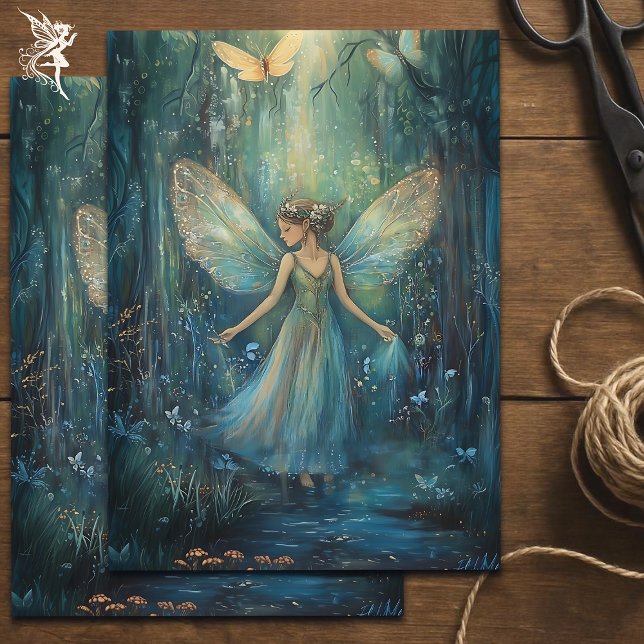 Magical Woodland Fairy with Butterflies Decoupage Tissue Paper (Creator Uploaded)