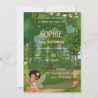 Magical Woodland Fairy with Butterfly  Invitation