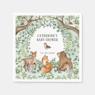 Magical Woodland Forest Animals Baby Shower Favour Napkin