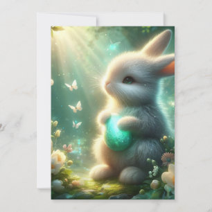 Magical Woodland Forest Bunny Egg Holiday Card