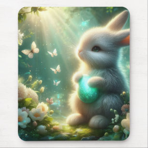 Magical Woodland Forest Bunny Egg Mouse Mat