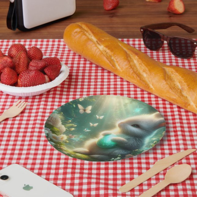 Magical Woodland Forest Bunny Egg Paper Plate (Picnic)