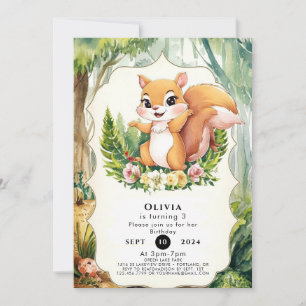 Magical Woodland Squirrel Birthday Invitation
