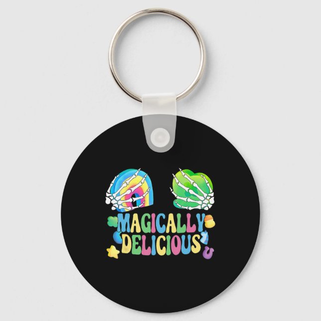 Magically Delicious Shamrock Breast St Patricks Da Key Ring (Front)