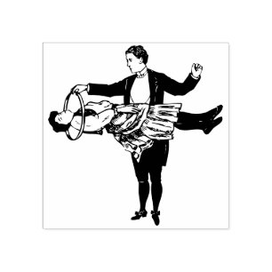 magician and floating lady rubber stamp