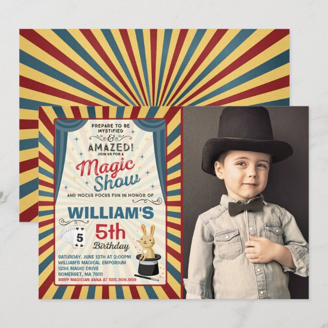 Magician Birthday Invitation Magic Show Party (Front/Back)
