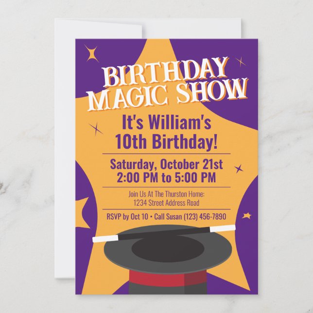 Magician Birthday Party - Presto! Invitation (Front)