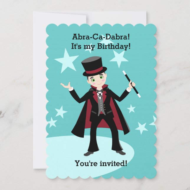 Magician boy birthday party invitation (Front)