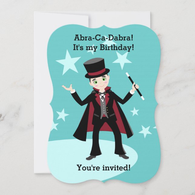 Magician boy birthday party invitation (Front)