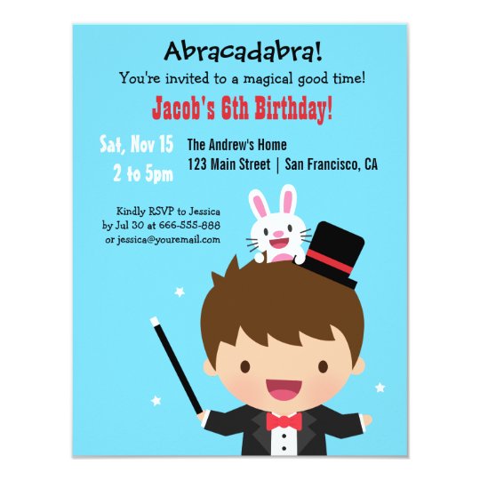 magician boy kids magic birthday party invitation zazzle co uk