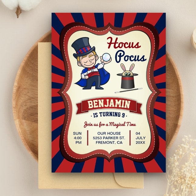 Magician Boy Kids Magic Show Birthday Party Invite (Creator Uploaded)
